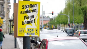 Ein FDP-Wahlplakat in Dresden-Gruna